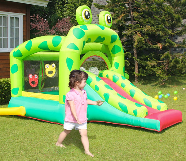 Nice2you Frog Bounce House 11 x 10 x 8 ft 420D Inflatable Bouncing Castle 350W Blower for Kids Party